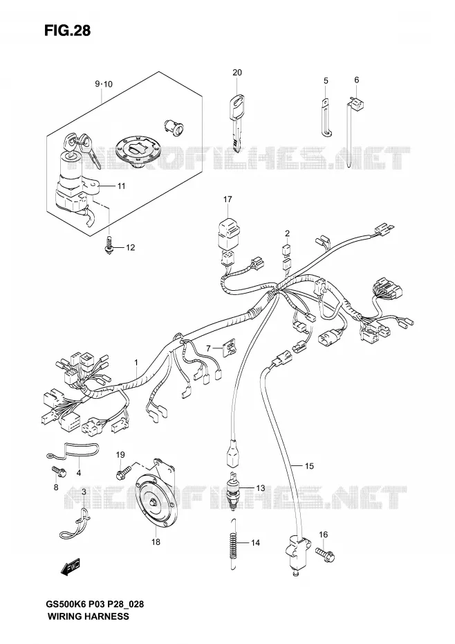 BEDRADING (MODELE K3) Suzuki MOTO 500 GS-F 2006  GS500FK6(P3)