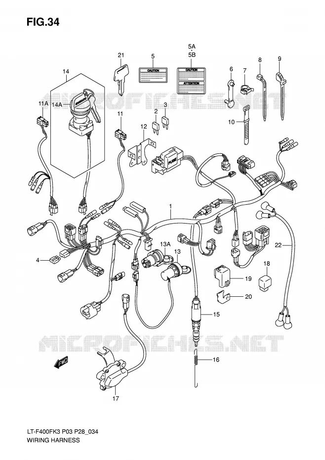 BEDRADING Suzuki QUAD 400 EIGER 2005  LT-F400FK5(P3/P28)