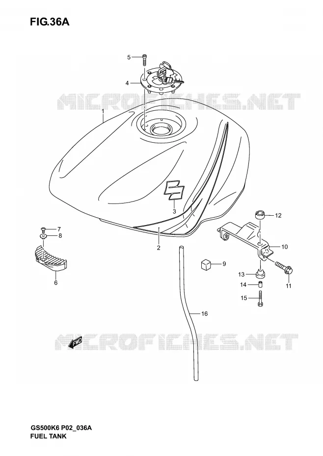 BENZINETANK (MODELE K4) Suzuki MOTO 500 GS-E 2005  GS500K5(P19)