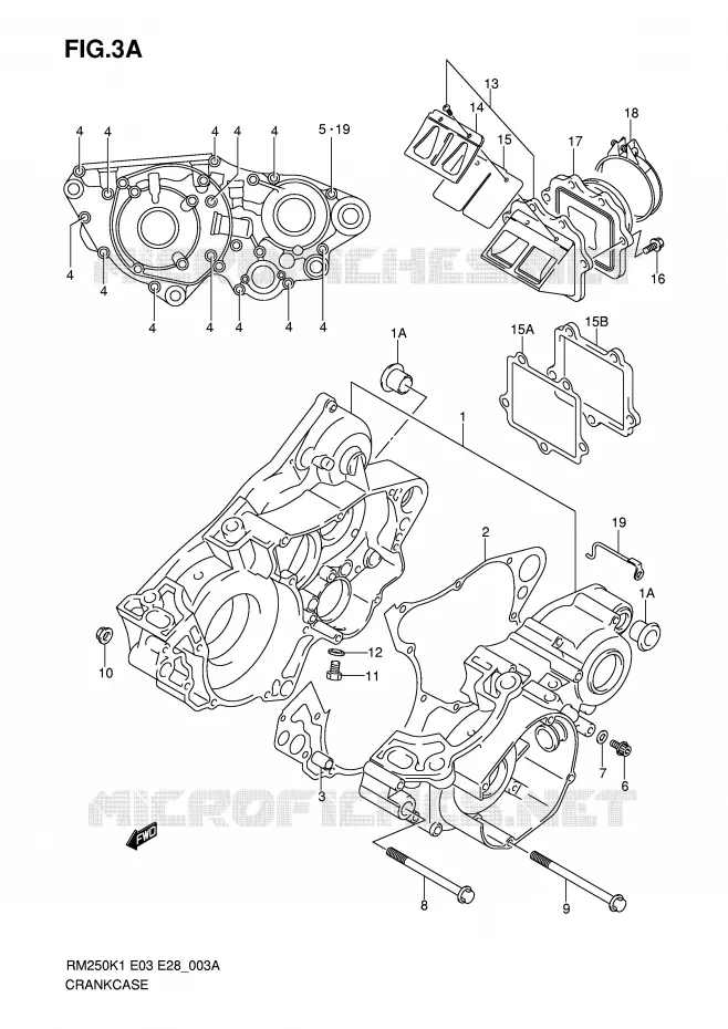 CASING (MODELE K3/K4/K5/K6) Suzuki MOTO 250 RM 2005  RM250K5(E3/E28)