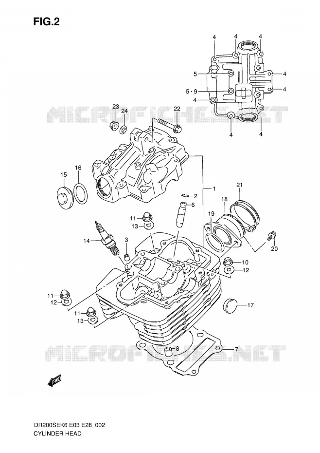 CILINDERKOP Suzuki MOTO 200 DR 2007  DR200SEK7(E3/E28)