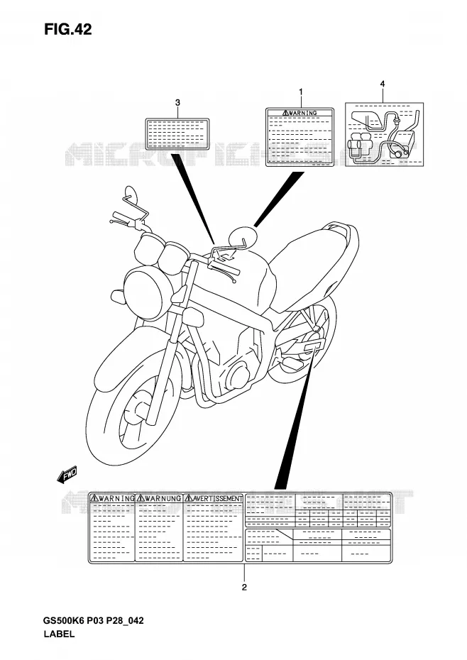 ETIKET (MODELE K3) Suzuki MOTO 500 GS-F 2004  GS500FK4(P3)