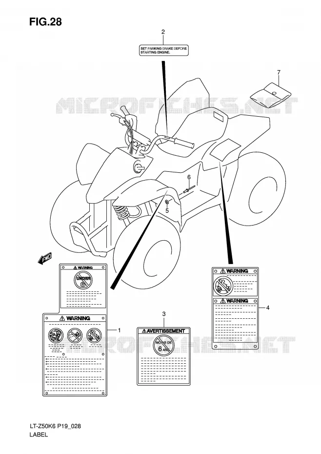 ETIKET Suzuki QUAD 50 QUADSPORT 2015  LT-Z50L0(P19)
