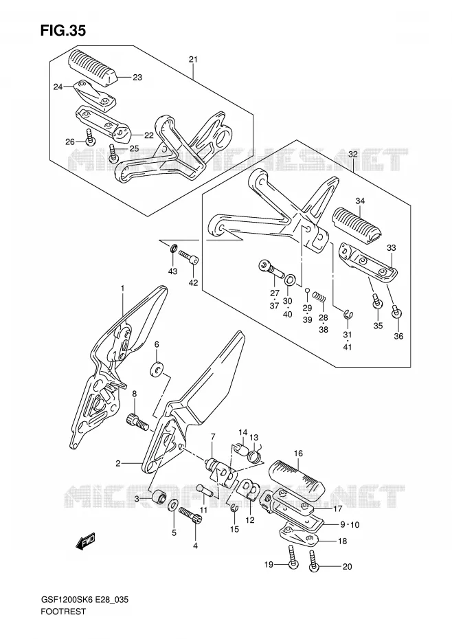 FOOTREST Suzuki MOTO 1200 BANDIT 2006  GSF1200SAK6(E28)