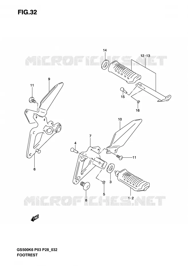 FOOTREST Suzuki MOTO 500 GS-F 2004  GS500FK4(P3)