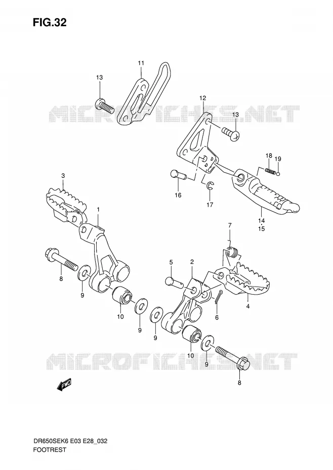 FOOTREST Suzuki MOTO 650 DR 2007  DR650SEK7(E3/E28)