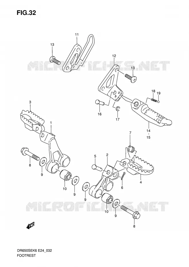 FOOTREST Suzuki MOTO 650 DR 2010  DR650SEL0(E24)