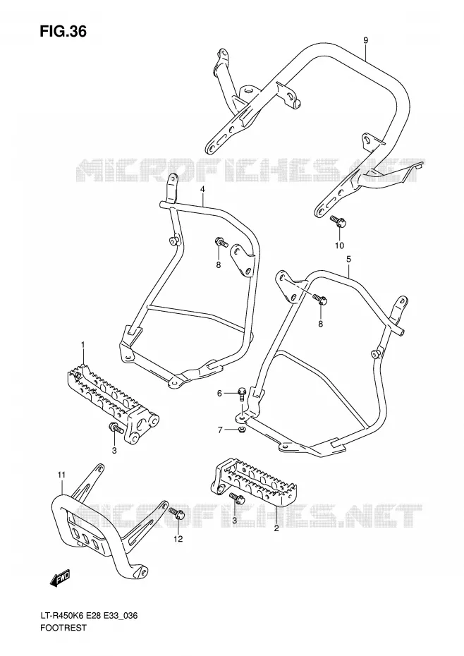 FOOTREST Suzuki QUAD 450 QUADRACER 2007  LT-R450K7(E28/E33)