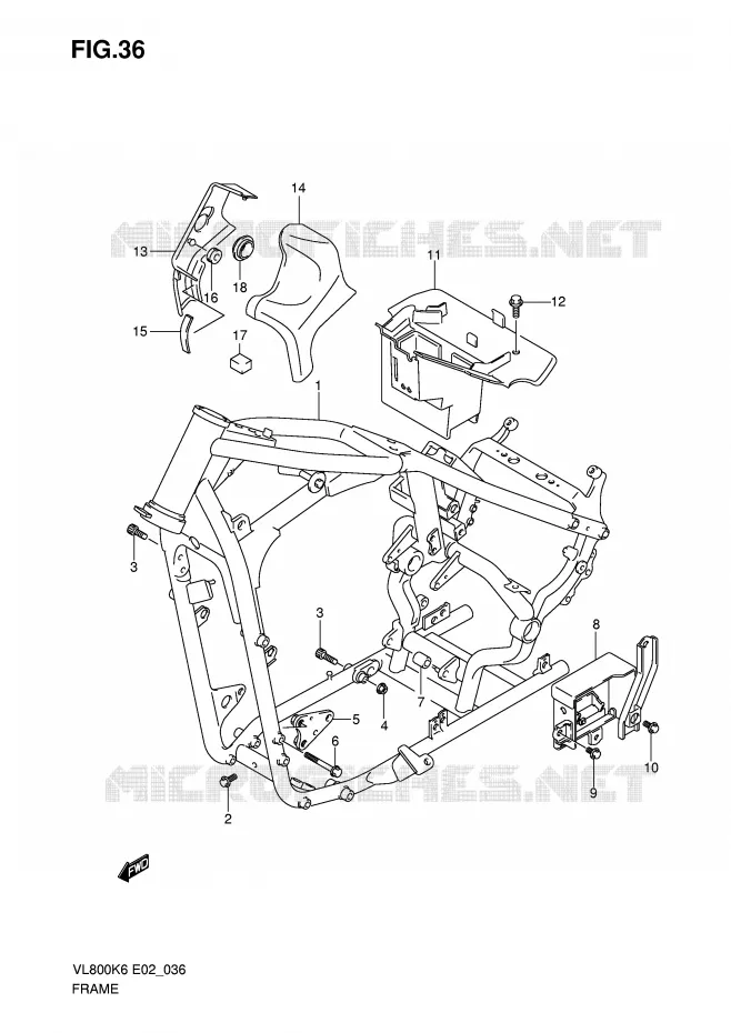 FRAME (MODEL K6/K7/K8) Suzuki MOTO 800 VOLUSIA 2007  VL800CUEK7(E2)