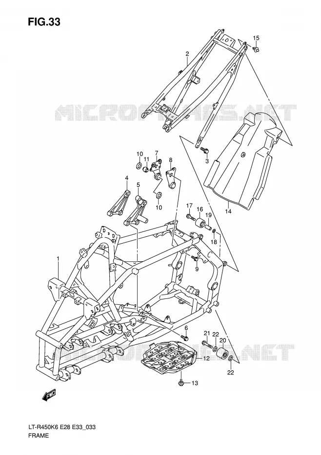 FRAME (MODEL K6/K7/K8) Suzuki QUAD 450 QUADRACER 2010  LT-R450ZL0(E28/E33)