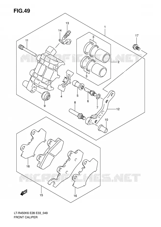 FRONT CALIPER Suzuki QUAD 450 QUADRACER 2008  LT-R450ZK8(E28/E33)