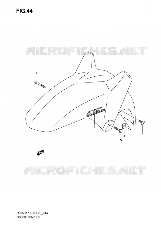 FRONT FENDER (MODEL K7) Suzuki MOTO 650 V-STROM 2008  DL650AK8(E3/E28)