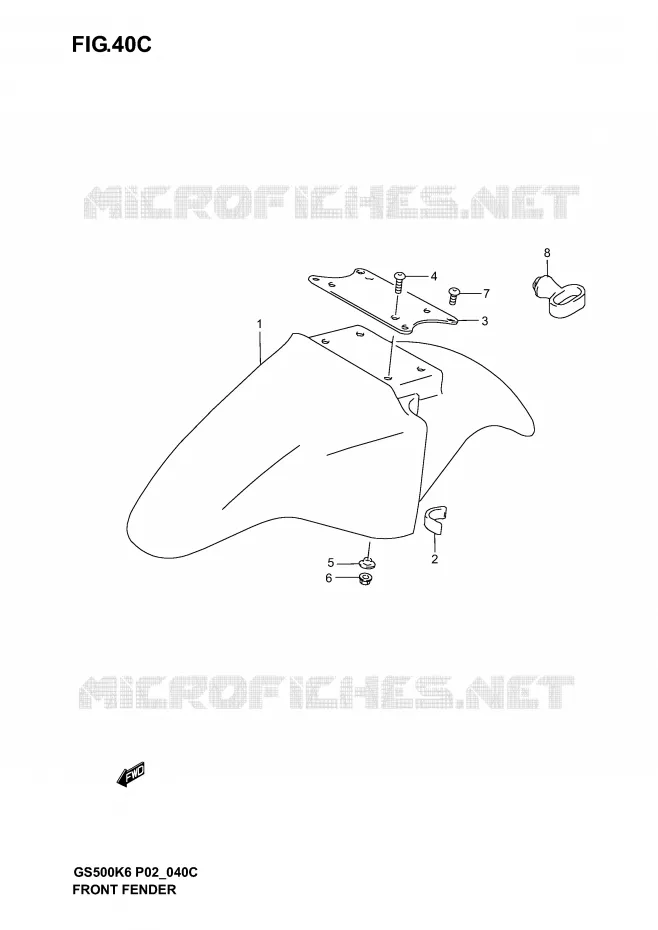FRONT FENDER (MODELE K6) Suzuki MOTO 500 GS-F 2005  GS500FUK5(P19)