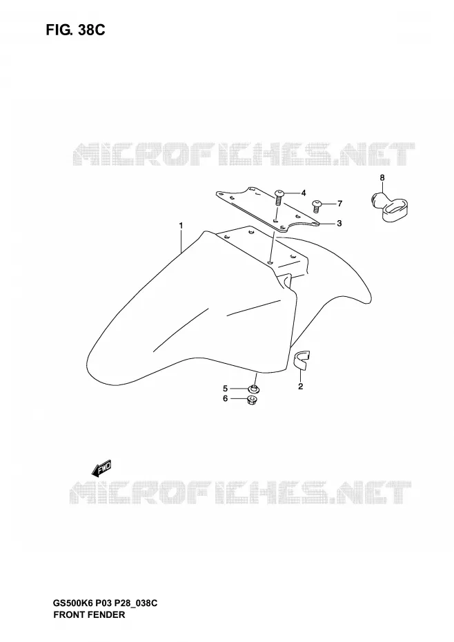 FRONT FENDER (MODELE K6) Suzuki MOTO 500 GS-F 2006  GS500FK6(P3)
