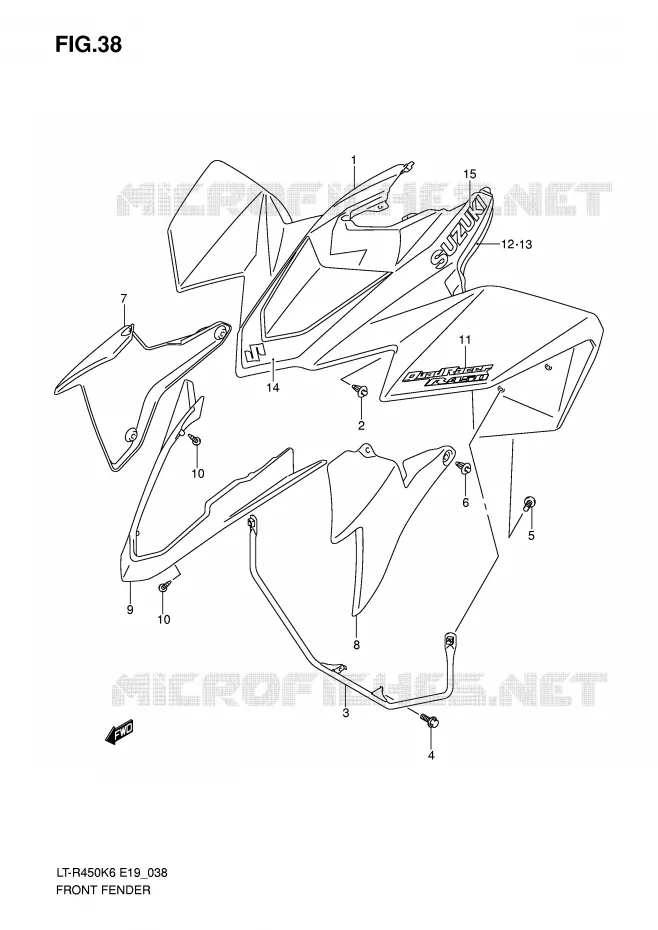 FRONT FENDER (MODELE K6) Suzuki QUAD 450 QUADRACER 2009  LT-R450ZK9(E19)