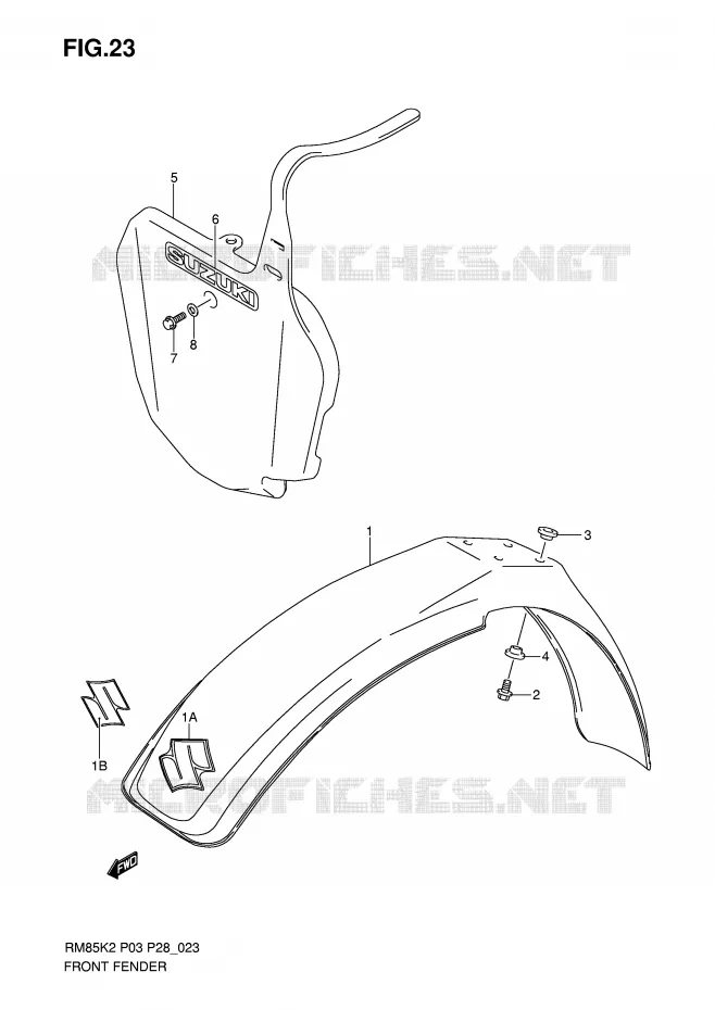 FRONT FENDER Suzuki MOTO 85 RM 2004  RM85LK4(P3/P28)