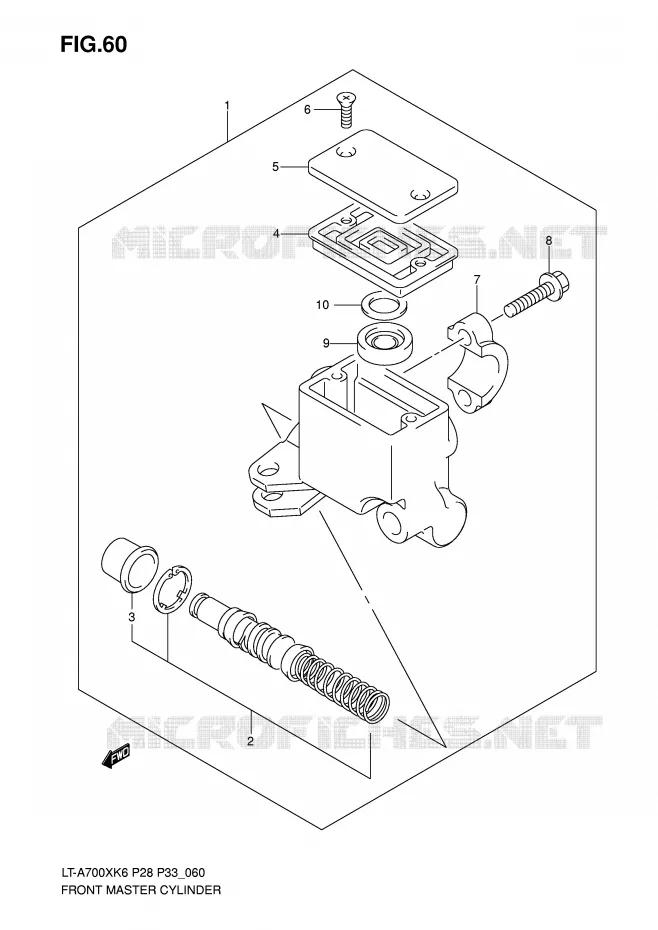 FRONT HOOFDREMCILINDER Suzuki QUAD 700 KINGQUAD 2007  LT-A700XK7(P28/P33)