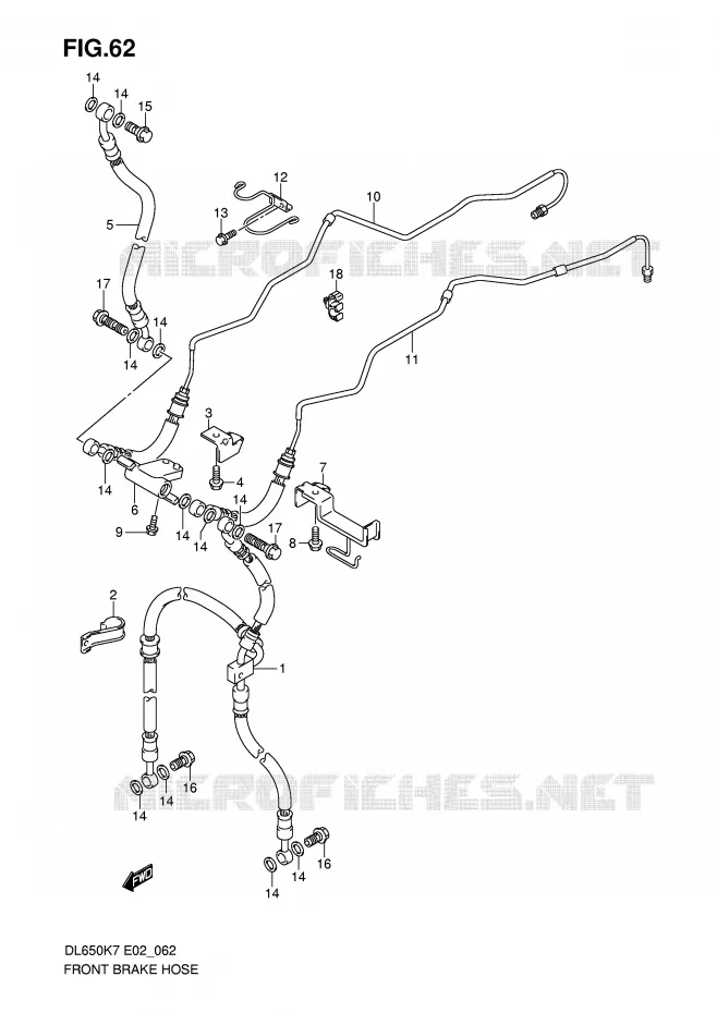 FRONT REMSLANG (DL650AK7/AK8/AK9/AL0/AUEL0) Suzuki MOTO 650 V-STROM 2007  DL650AK7(E2)
