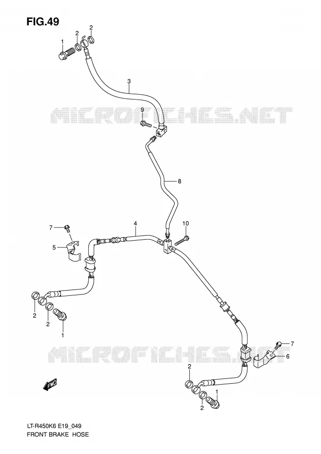 FRONT REMSLANG Suzuki QUAD 450 QUADRACER 2010  LT-R450ZL0(E19)
