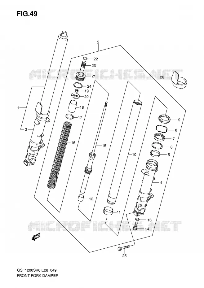 FRONT SCHOKDEMPER Suzuki MOTO 1200 BANDIT 2006  GSF1200SAK6(E28)