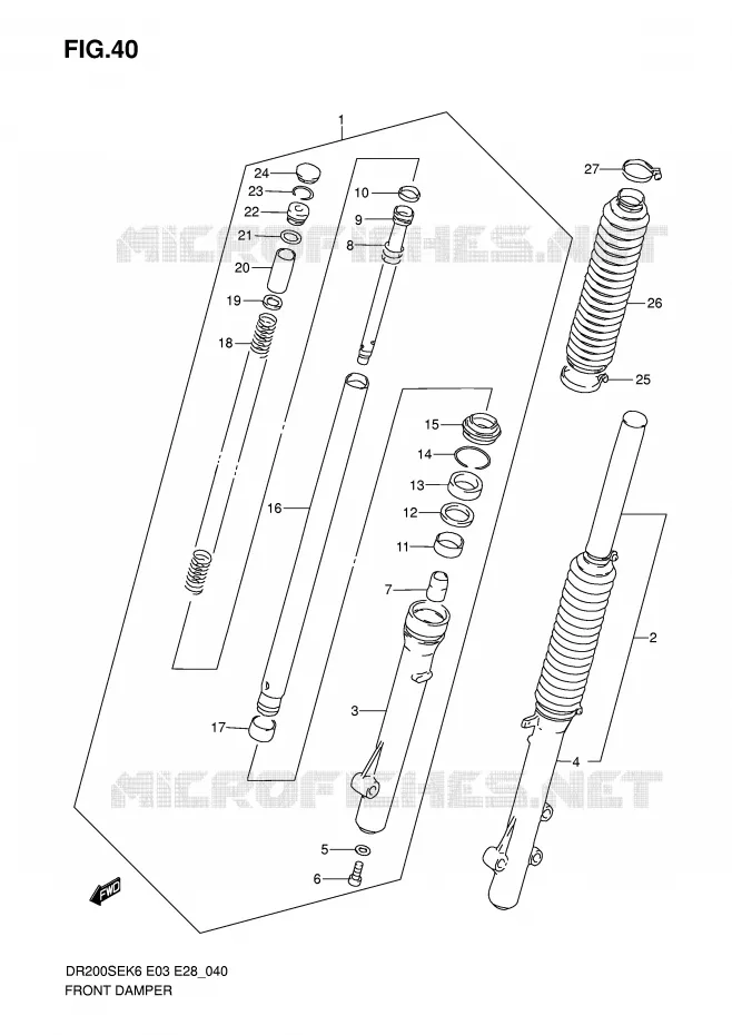 FRONT SCHOKDEMPER Suzuki MOTO 200 DR 2008  DR200SEK8(E3/E28)