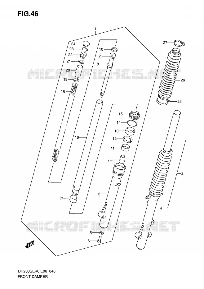 FRONT SCHOKDEMPER Suzuki MOTO 200 DR 2008  DR200SEK8(E6)