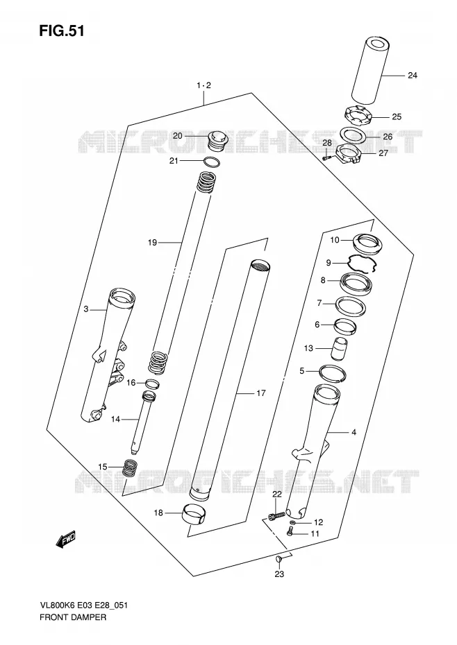 FRONT SCHOKDEMPER Suzuki MOTO 800 VOLUSIA 2007  VL800CK7(E3/E28)