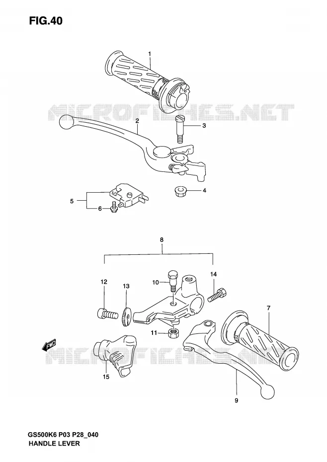 HANDGRIPS - LEVERS Suzuki MOTO 500 GS-E 2003  GS500K3(P3)