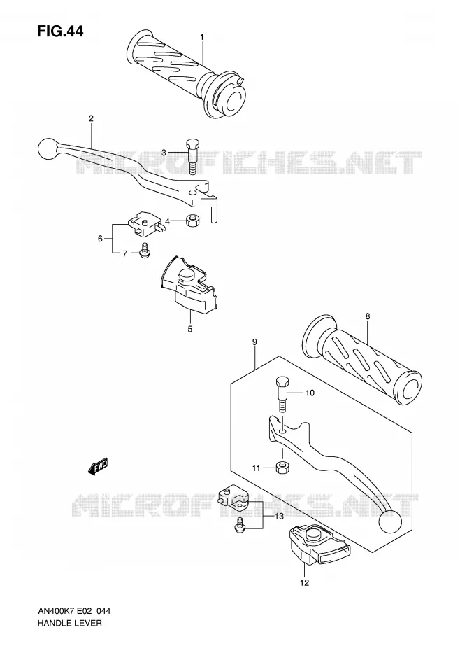 HANDGRIPS - LEVERS Suzuki SCOOTER 400 BURGMAN 2009  AN400ZAK9(E2)
