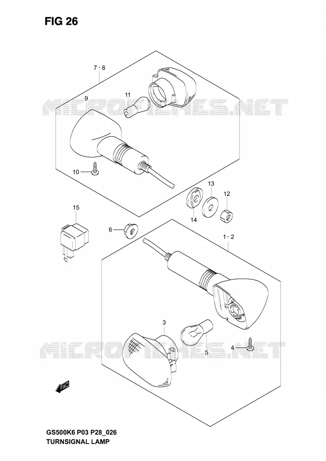 INDICATOREN (MODELE K3) Suzuki MOTO 500 GS-E 2004  GS500K4(P3)