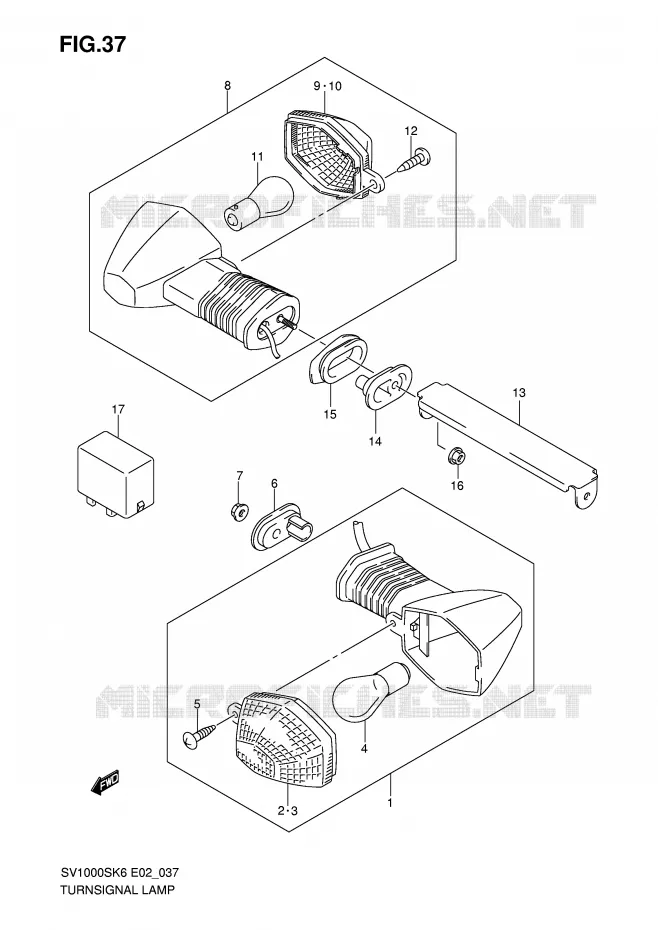 INDICATOREN (SV1000/U1/U2) Suzuki MOTO 1000 SV 2006  SV1000SK6(E2)