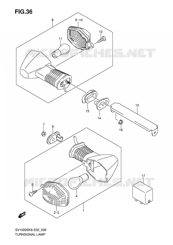 INDICATOREN (SV1000S/S1/S2) Suzuki MOTO 1000 SV 2006  SV1000K6(E2)