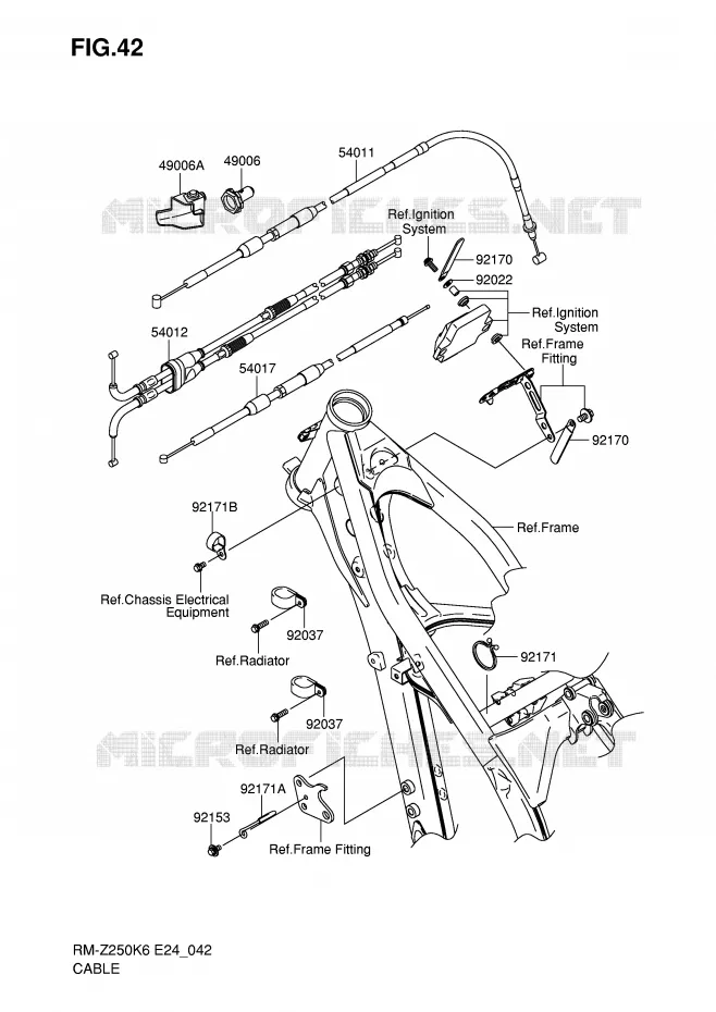 KABELS Suzuki MOTO 250 RM-Z 2006  RM-Z250K6(E24)