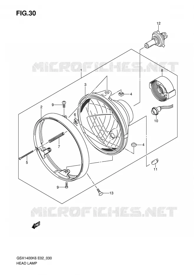 KOPLAMP (GSX1400K6/K7/UK6 E2,E19) Suzuki MOTO 1400 GSX 2006  GSX1400K6(E2)