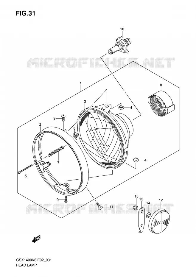 KOPLAMP (GSX1400K6/K7/ZK7 E24) Suzuki MOTO 1400 GSX 2006  GSX1400U1K6(E2)