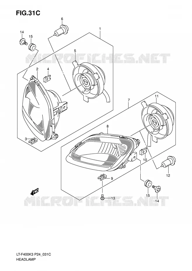 KOPLAMP (MODEL K6/K7) Suzuki QUAD 400 EIGER 2004  LT-F400K4(P24)