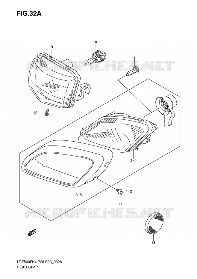KOPLAMP (MODELE K5) Suzuki QUAD 500 VINSON 2006  LT-F500FK6(P28/P33)