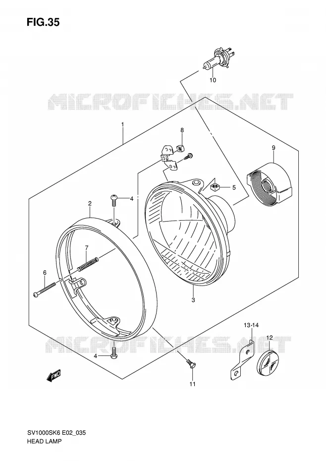 KOPLAMP (SV1000 E24) Suzuki MOTO 1000 SV 2006  SV1000U2K6(E2)