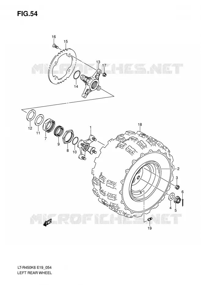 LINKERHAND ACHTERWIEL (MODEL K6/K7) Suzuki QUAD 450 QUADRACER 2010  LT-R450L0(E19)