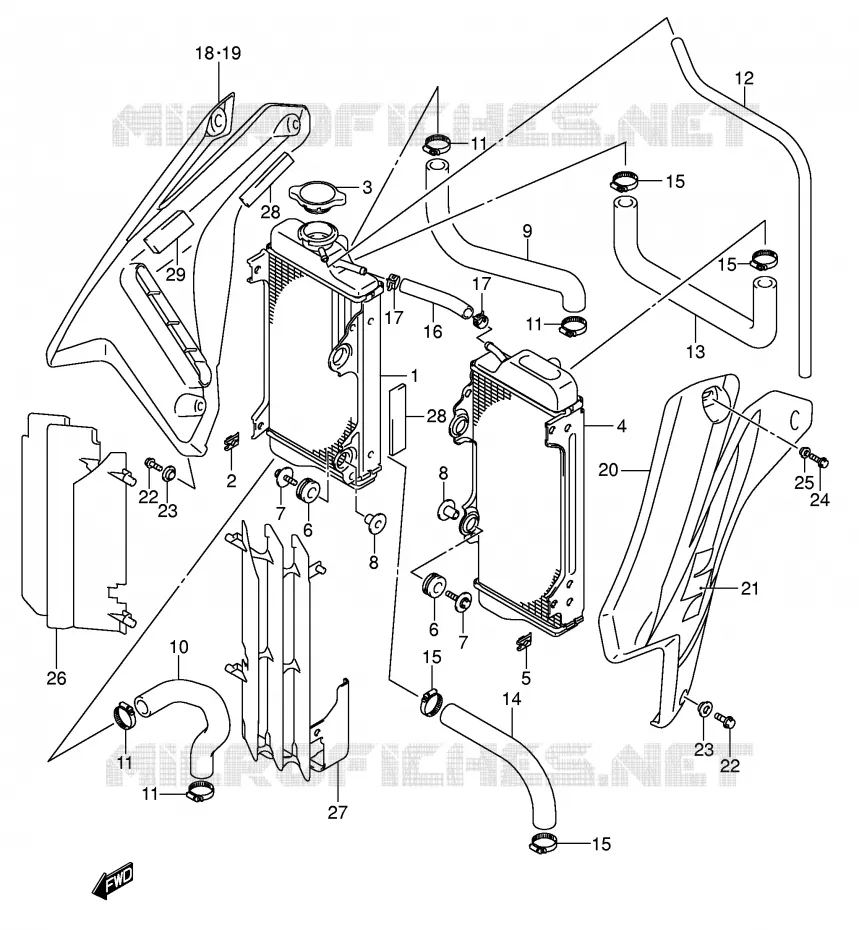 RADIATOR (MODELE K5) Suzuki MOTO 450 RM-Z 2007  RM-Z450ZK7(E3/E28)