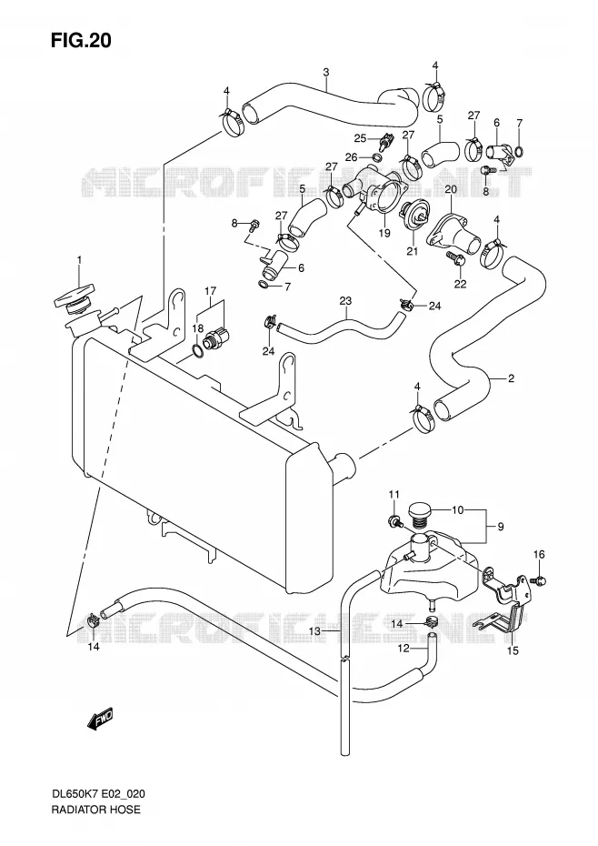 RADIATOR SLANG Suzuki MOTO 650 V-STROM 2009  DL650UEK9(E2)
