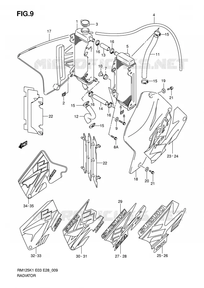 RADIATOR Suzuki MOTO 125 RM 2005  RM125K5