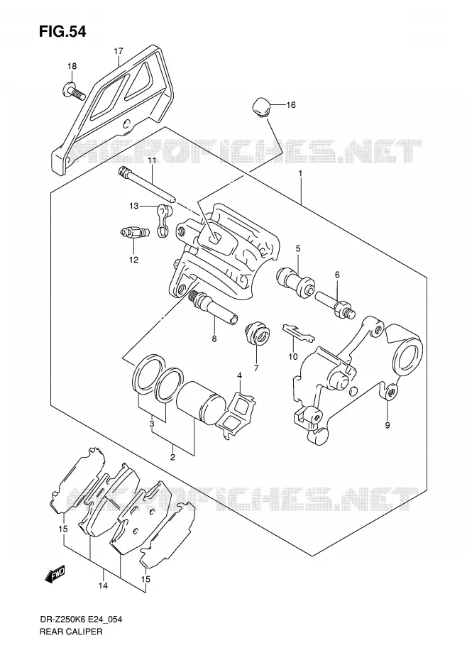 REAR CALIPER Suzuki MOTO 400 DR-Z 2009  DR-Z250K9(E24)