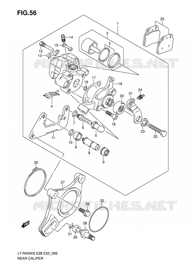 REAR CALIPER Suzuki QUAD 450 QUADRACER 2010  LT-R450ZL0(E28/E33)