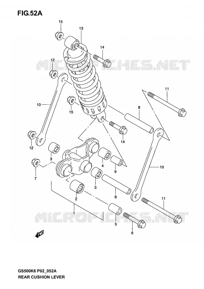 SCHOKBREKER AANEENSCHAKELING (MODELE K4/K5/K6) Suzuki MOTO 500 GS-F 2005  GS500FUK5(P19)