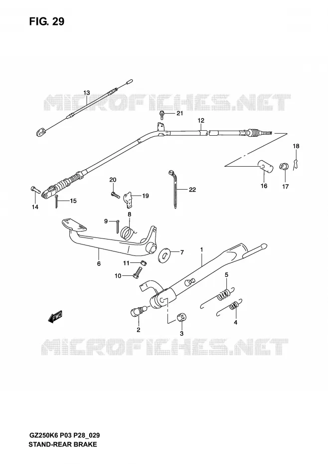 STAND - ACHTER REMPEDAAL Suzuki MOTO 250 MARAUDER 2006  GZ250K6(P3)