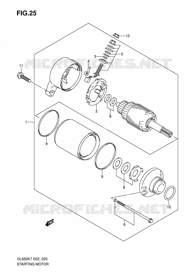 STARTMOTOR (MODEL K7/K8/K9 E2/E19/E24) Suzuki MOTO 650 V-STROM 2008  DL650AK8(E2)