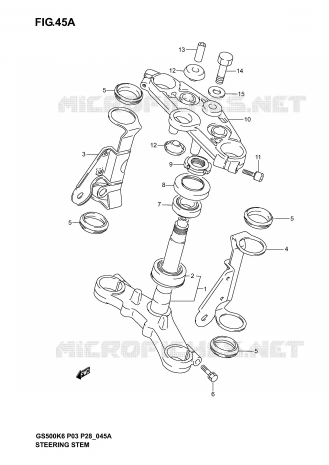 STUURKOLOM (GS500K4/K5/K6 P28) Suzuki MOTO 500 GS-F 2006  GS500FK6(P3)