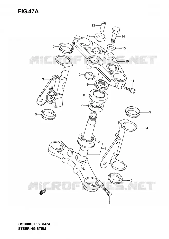 STUURKOLOM (GS500K4/K5/K6/UK4/K5/K6) Suzuki MOTO 500 GS-E 2006  GS500K6(P19)