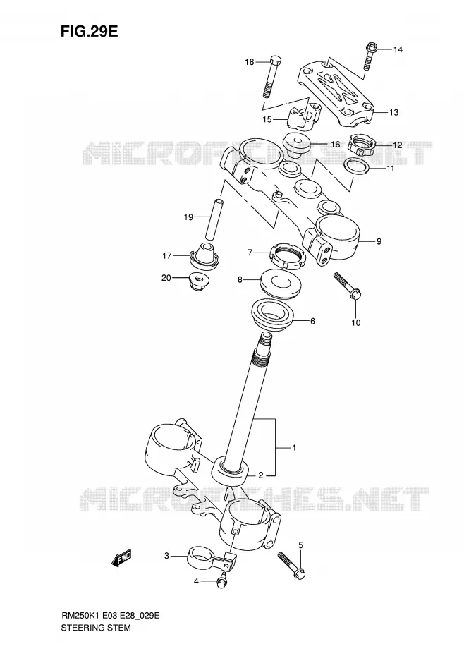 STUURKOLOM (MODELE K6) Suzuki MOTO 250 RM 2006  RM250ZK6(E3/E28)